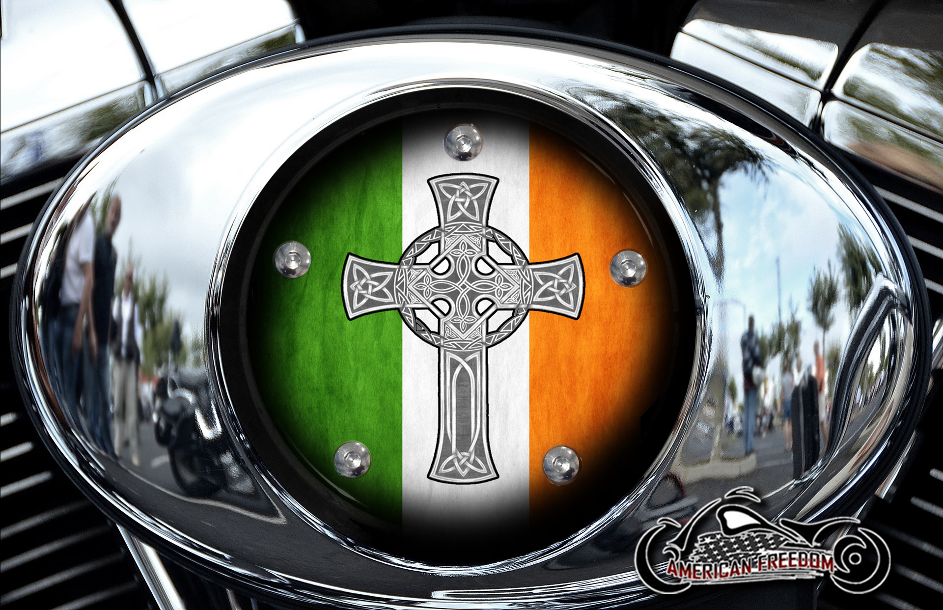 Custom Air Cleaner Cover - Celtic Cross Irish Flag
